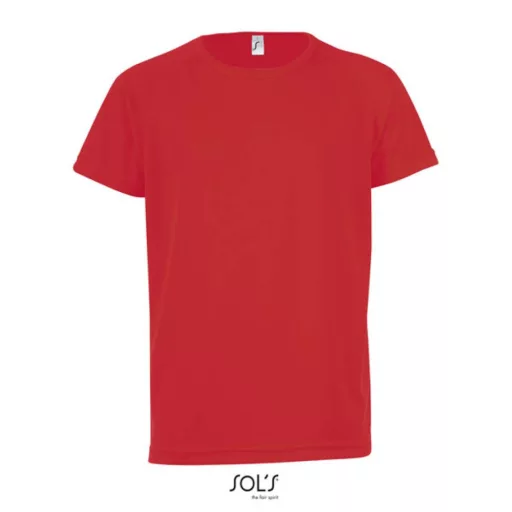 Gyerek SPORTY raglán ujjú kereknyakú sportpóló, SOL'S SO01166, Red-12A