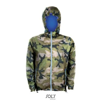   Uniszex kapucnis bélelt széldzseki, SOL'S SO01171, Camo/Royal blue-XS