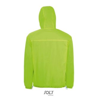   Uniszex kapucnis bélelt széldzseki, SOL'S SO01171, Neon Lime/Royal Blue-L
