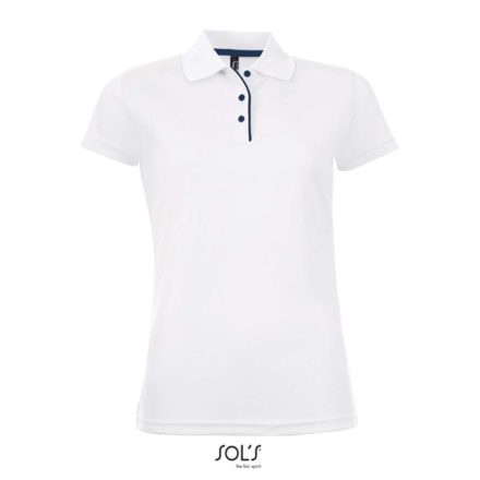 Női rövid ujjú galléros sport póló, SOL'S SO01179, White-XL
