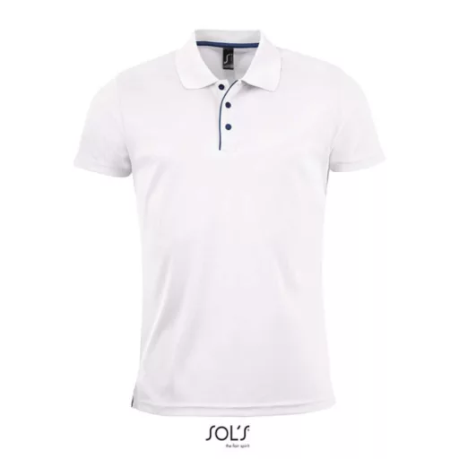 Férfi rövid ujjú galléros sport póló, SOL'S SO01180, White-M