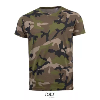   Férfi terepmintás rövid ujjú környakas pamut póló, SOL'S SO01188, Camo-S