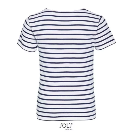 Gyerek MILES tengerészcsíkos pamut póló, SOL'S SO01400, White/Navy-8A