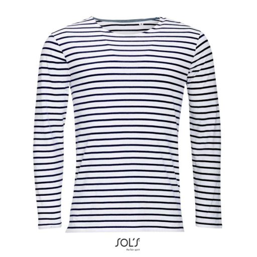 SO01402 SOL'S MARINE HOSSZÚ UJJÚ CSÍKOS PÓLÓ, White/Navy - L
