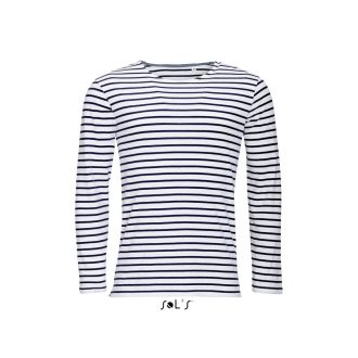   SO01402 SOL'S MARINE HOSSZÚ UJJÚ CSÍKOS PÓLÓ, White/Navy - S