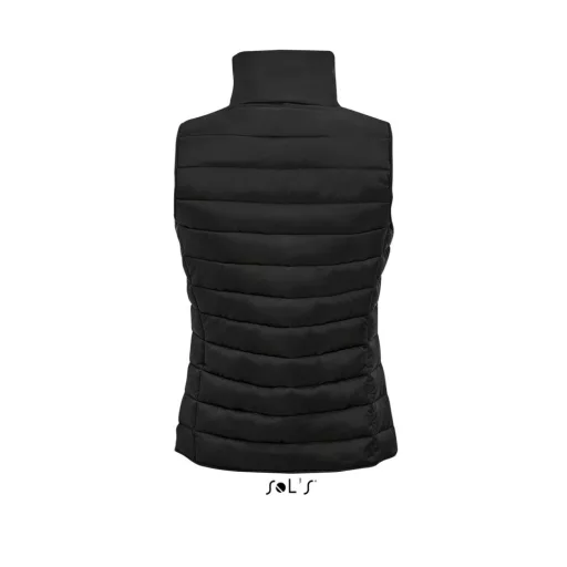 Női WAVE könnyű bélelt steppelt mellény, SOL'S SO01437, Black-2XL