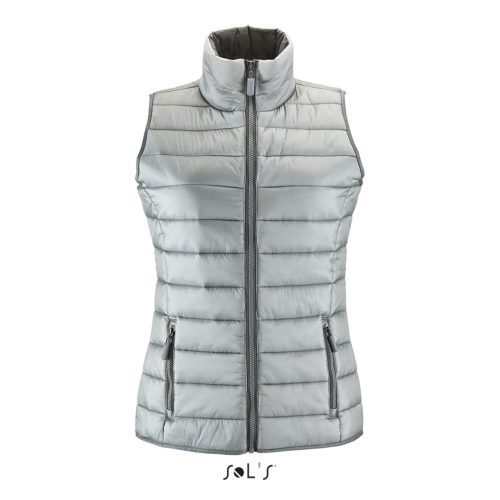 Női WAVE könnyű bélelt steppelt mellény, SOL'S SO01437, Metal Grey-S