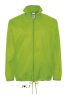 Uniszex széldzseki, gallérba rejtett kapucnival, SOL'S SO01618, Lime-XS
