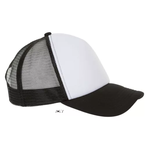 Uniszex hálós 5 paneles baseball sapka, SOL'S SO01668, White/Black-U