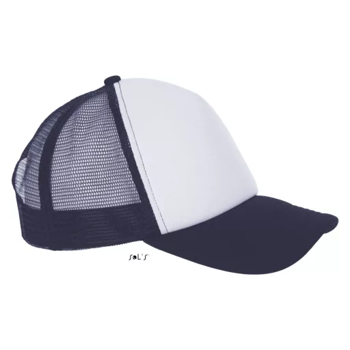 Uniszex hálós 5 paneles baseball sapka, SOL'S SO01668, White/French Navy-U