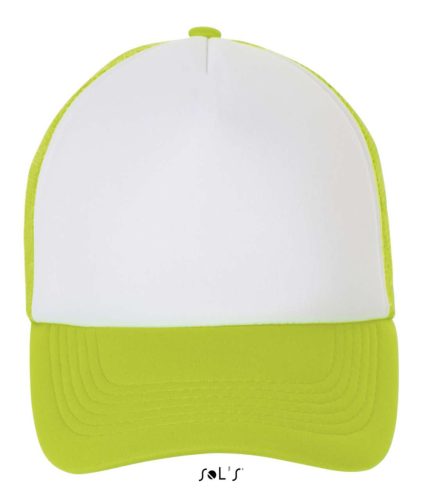 Uniszex hálós 5 paneles baseball sapka, SOL'S SO01668, White/Neon Green-U