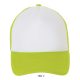 Uniszex hálós 5 paneles baseball sapka, SOL'S SO01668, White/Neon Green-U