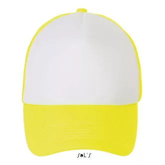   Uniszex hálós 5 paneles baseball sapka, SOL'S SO01668, White/Neon Yellow-U