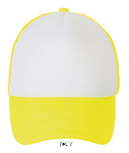 Uniszex hálós 5 paneles baseball sapka, SOL'S SO01668, White/Neon Yellow-U