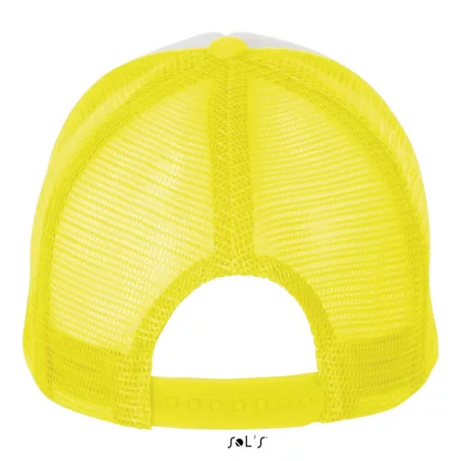 Uniszex hálós 5 paneles baseball sapka, SOL'S SO01668, White/Neon Yellow-U