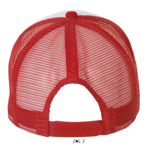Uniszex hálós 5 paneles baseball sapka, SOL'S SO01668, White/Red-U
