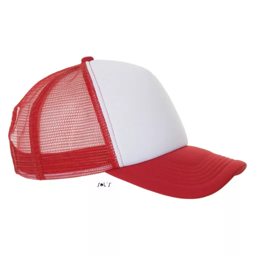 Uniszex hálós 5 paneles baseball sapka, SOL'S SO01668, White/Red-U