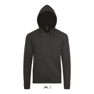   Uniszex cipzáras kapucnis pulóver, SOL'S SO01714, Charcoal Melange-S