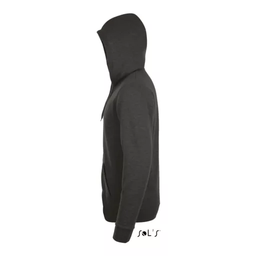Uniszex cipzáras kapucnis pulóver, SOL'S SO01714, Charcoal Melange-S