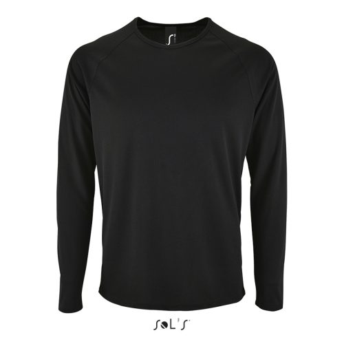 Férfi hosszú ujjú sport póló, SOL'S SO02071, Black-M