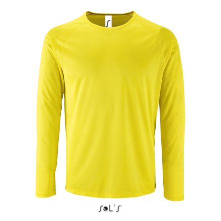 Férfi hosszú ujjú sport póló, SOL'S SO02071, Neon Yellow-2XL