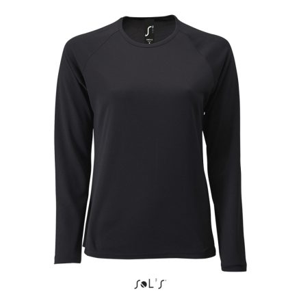 Női hosszú ujjú sport póló, SOL'S SO02072, Black-XL