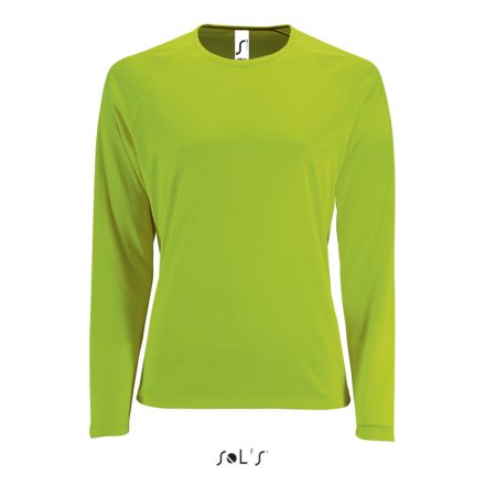 Női hosszú ujjú sport póló, SOL'S SO02072, Neon Green-2XL