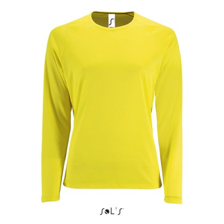 Női hosszú ujjú sport póló, SOL'S SO02072, Neon Yellow-2XL
