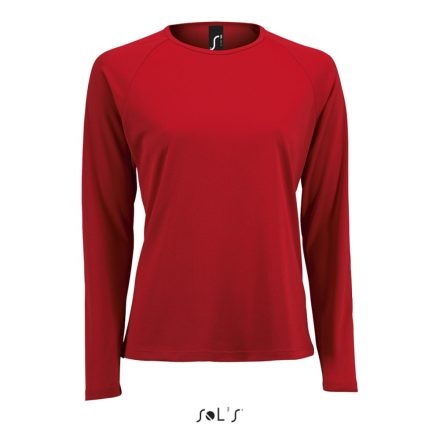 Női hosszú ujjú sport póló, SOL'S SO02072, Red-2XL
