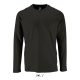 Férfi IMPERIAL hosszú ujjú környakas pamut póló, SOL'S SO02074, Deep Black-XS