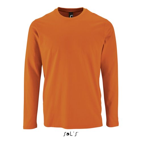 Férfi IMPERIAL hosszú ujjú környakas pamut póló, SOL'S SO02074, Orange-L
