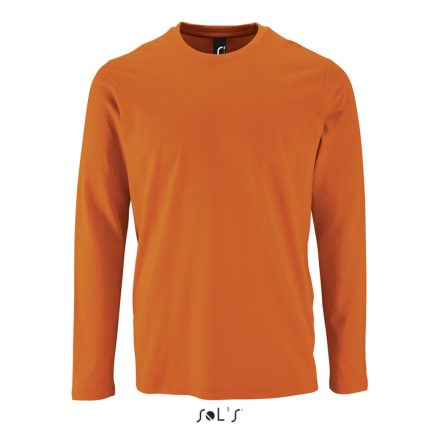 Férfi IMPERIAL hosszú ujjú környakas pamut póló, SOL'S SO02074, Orange-XL