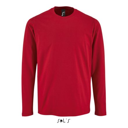 Férfi IMPERIAL hosszú ujjú környakas pamut póló, SOL'S SO02074, Red-XL