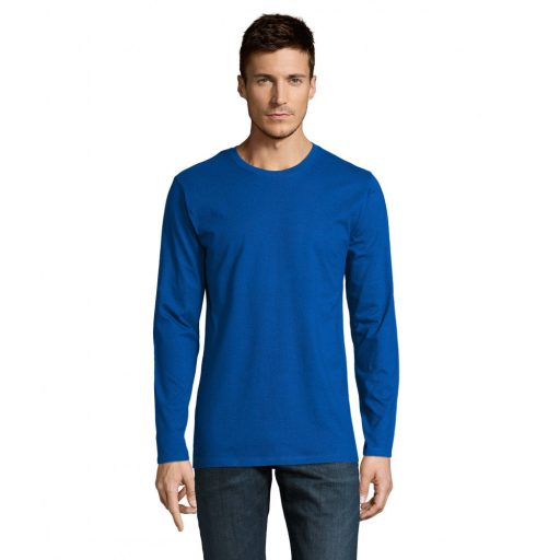 Férfi IMPERIAL hosszú ujjú környakas pamut póló, SOL'S SO02074, Royal Blue-XL