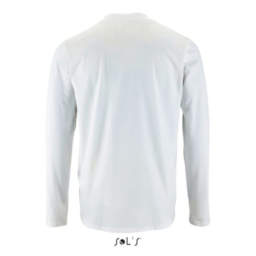 Férfi IMPERIAL hosszú ujjú környakas pamut póló, SOL'S SO02074, White-L