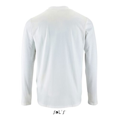 Férfi IMPERIAL hosszú ujjú környakas pamut póló, SOL'S SO02074, White-XS