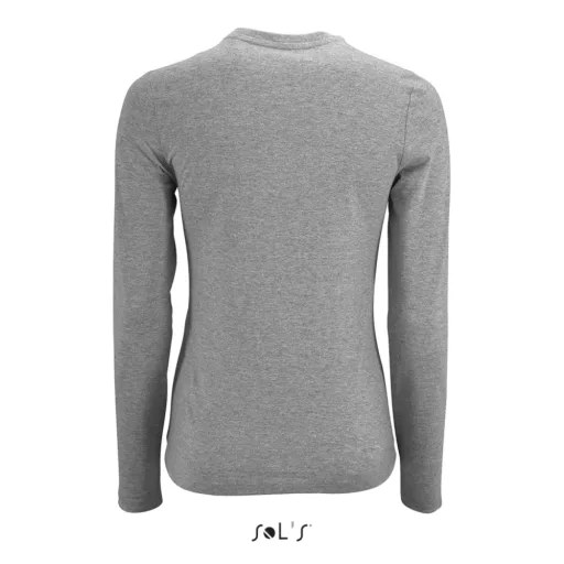 Női IMPERIAL hosszú ujjú környakas pamut póló, SOL'S SO02075, Grey Melange-M
