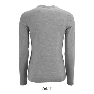   Női IMPERIAL hosszú ujjú környakas pamut póló, SOL'S SO02075, Grey Melange-S