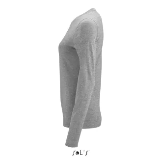   Női IMPERIAL hosszú ujjú környakas pamut póló, SOL'S SO02075, Grey Melange-S
