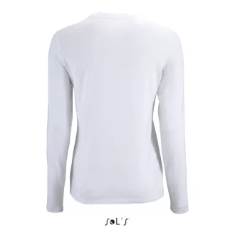   Női IMPERIAL hosszú ujjú környakas pamut póló, SOL'S SO02075, White-S