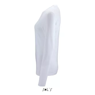   Női IMPERIAL hosszú ujjú környakas pamut póló, SOL'S SO02075, White-S