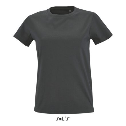 Női IMPERIAL FIT kreknyakú rövid ujjú póló, SOL'S SO02080, Dark Grey-XL