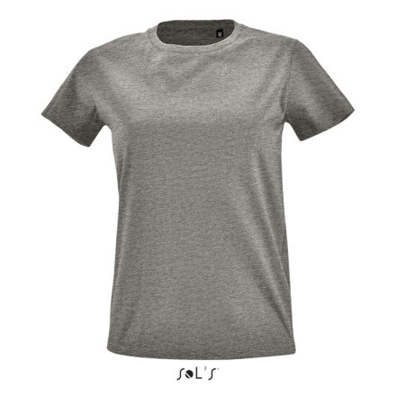 Női IMPERIAL FIT kreknyakú rövid ujjú póló, SOL'S SO02080, Grey Melange-XL