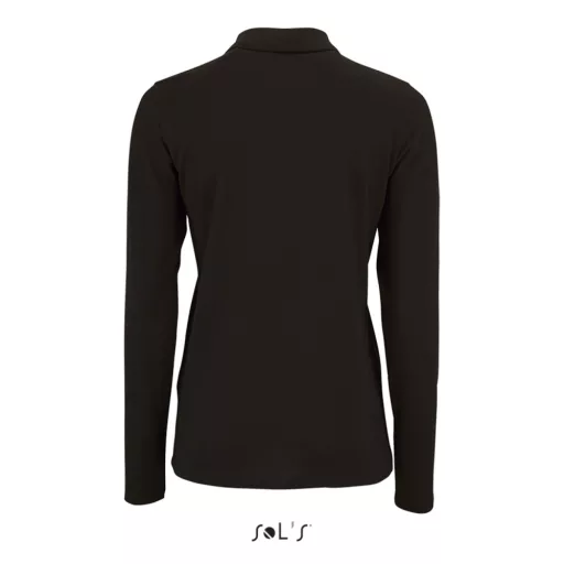 Női PERFECT hosszú ujjú galléros piké póló, SOL'S SO02083, Black-2XL
