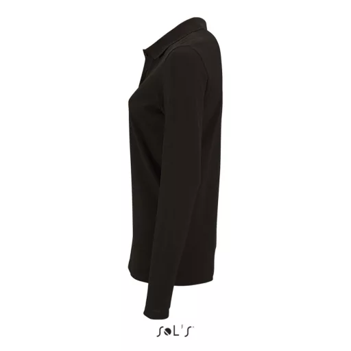 Női PERFECT hosszú ujjú galléros piké póló, SOL'S SO02083, Black-2XL