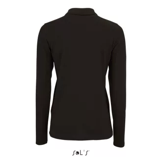   Női PERFECT hosszú ujjú galléros piké póló, SOL'S SO02083, Black-S