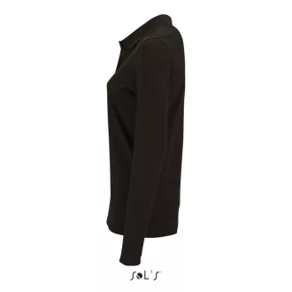   Női PERFECT hosszú ujjú galléros piké póló, SOL'S SO02083, Black-S
