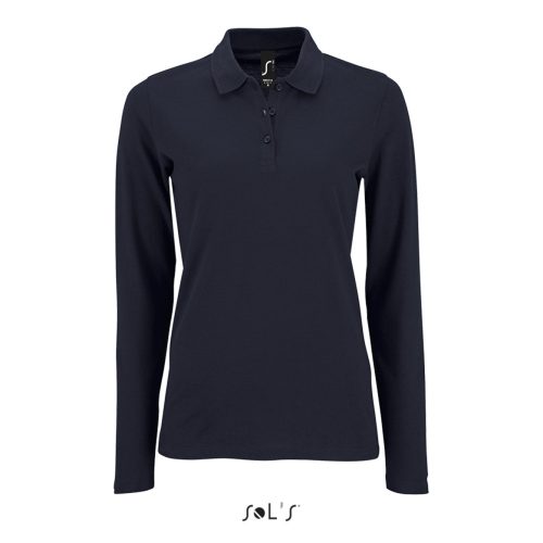 Női PERFECT hosszú ujjú galléros piké póló, SOL'S SO02083, French Navy-XL