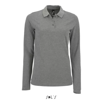   Női PERFECT hosszú ujjú galléros piké póló, SOL'S SO02083, Grey Melange-XL