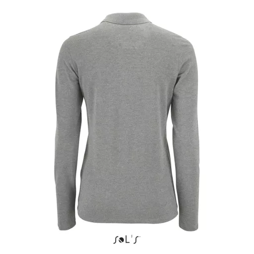 Női PERFECT hosszú ujjú galléros piké póló, SOL'S SO02083, Grey Melange-XL